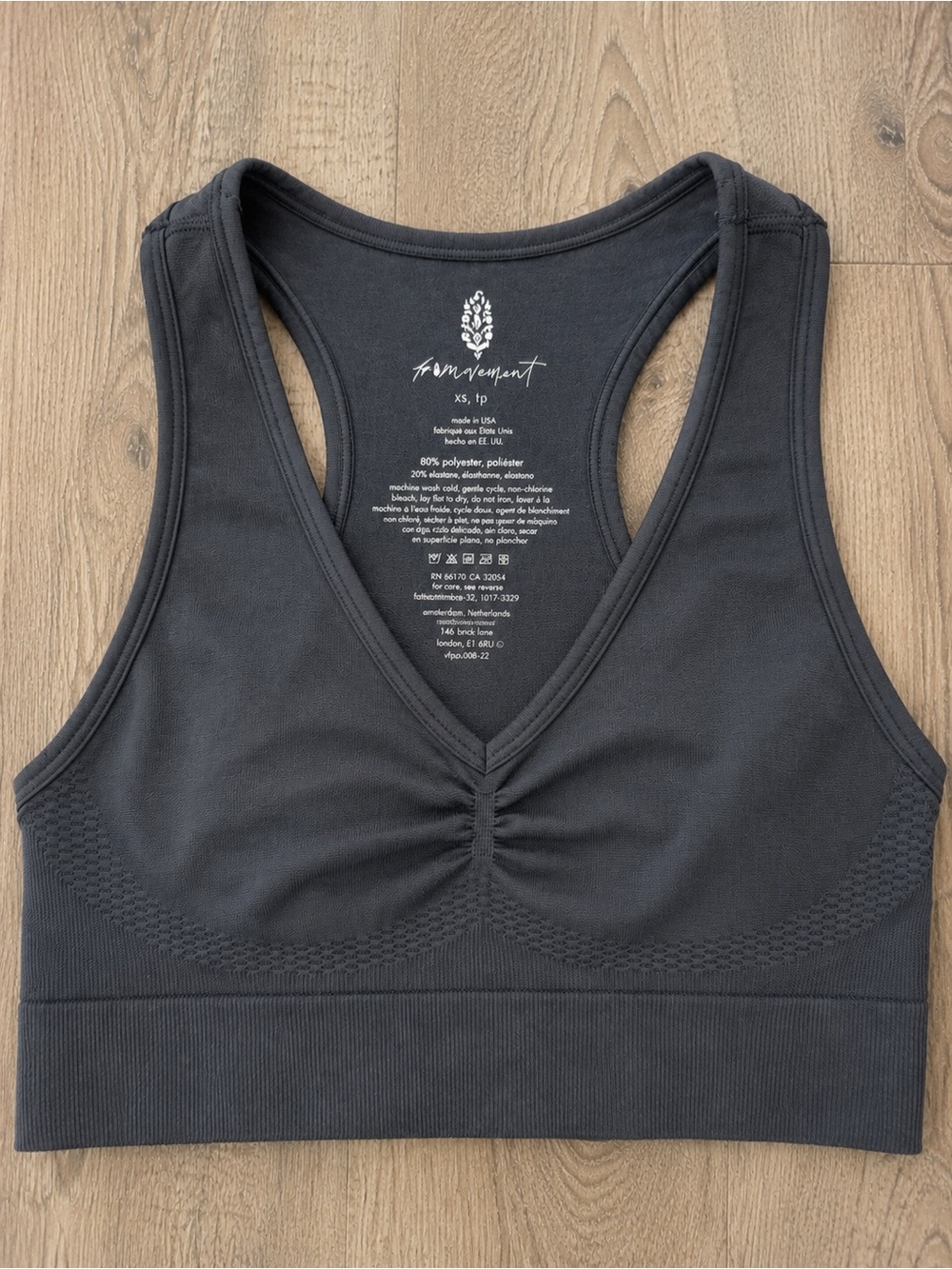 FP Movement Seamless Racerback Sports Bra Charcoal Gray XS NWOT